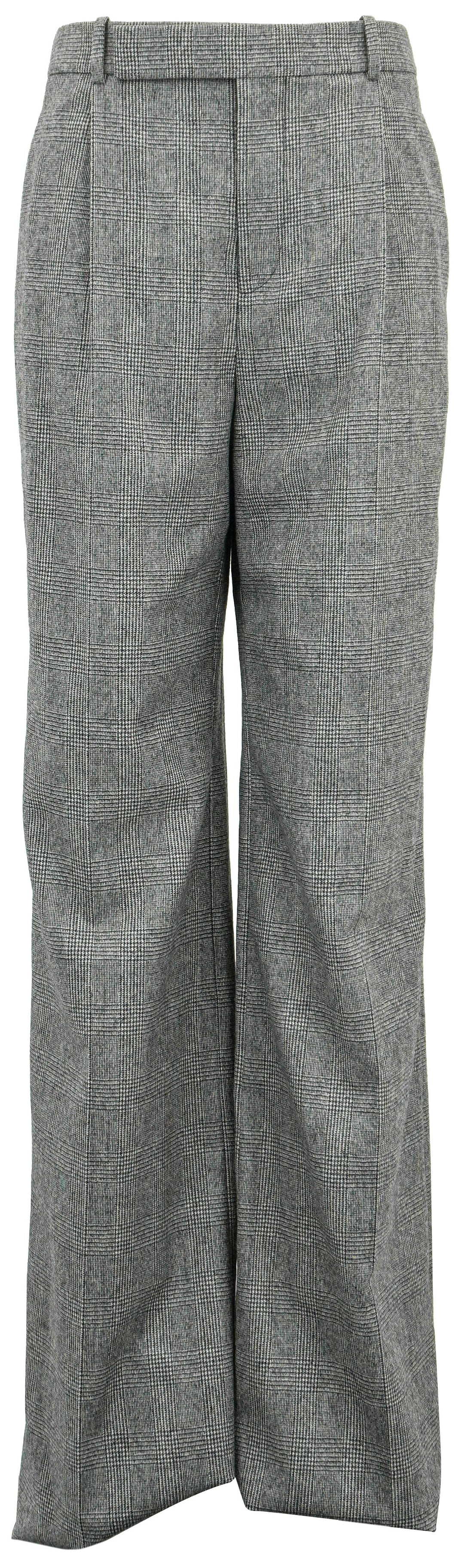 Saint Laurent Flared Pants in Grey Princes of Wales Flannel - Discounts on Saint Laurent at UAL