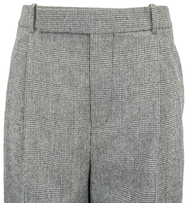 Saint Laurent Flared Pants in Grey Princes of Wales Flannel - Discounts on Saint Laurent at UAL