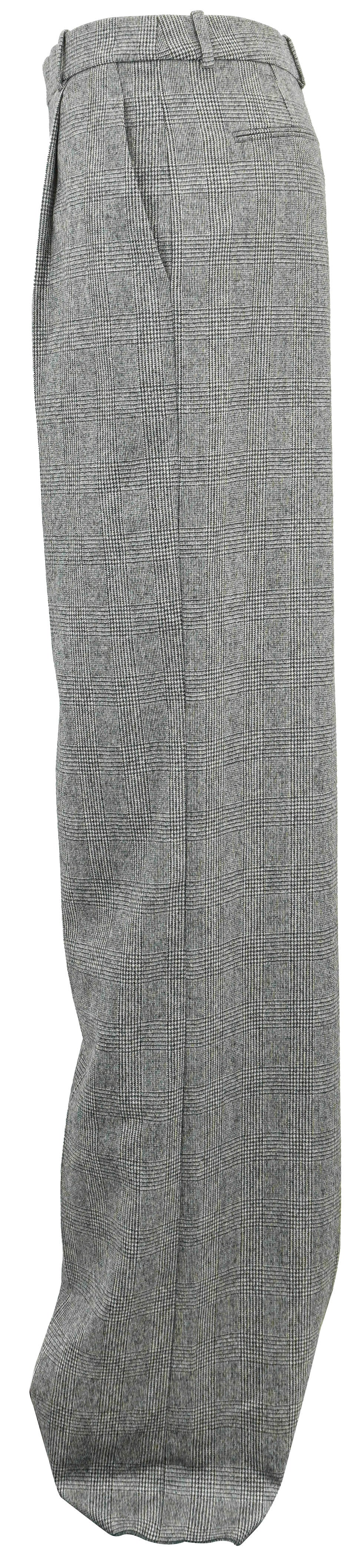 Saint Laurent Flared Pants in Grey Princes of Wales Flannel - Discounts on Saint Laurent at UAL