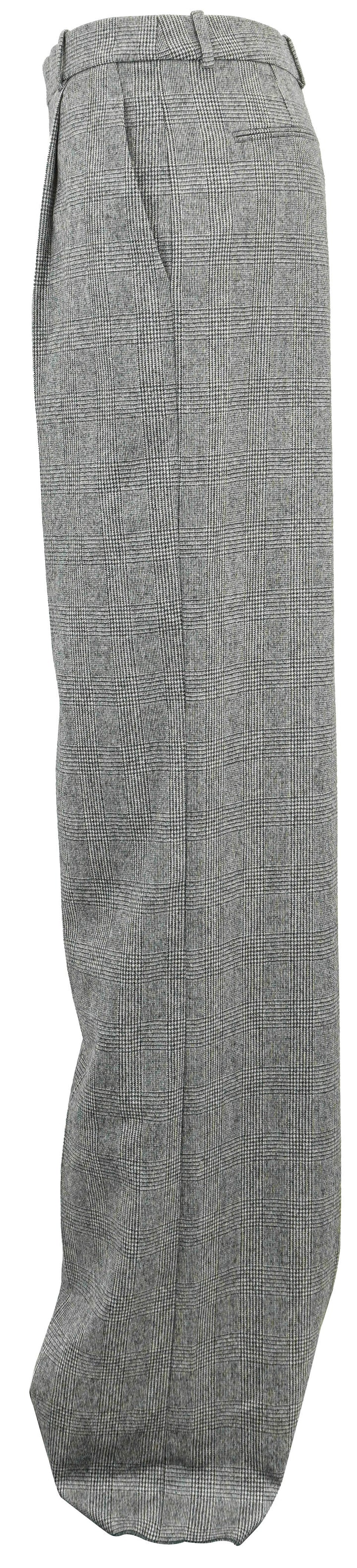 Saint Laurent Flared Pants in Grey Princes of Wales Flannel - Discounts on Saint Laurent at UAL