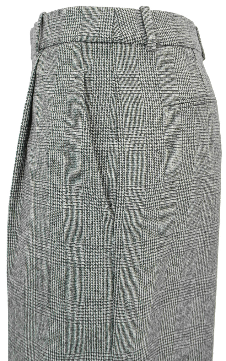 Saint Laurent Flared Pants in Grey Princes of Wales Flannel - Discounts on Saint Laurent at UAL