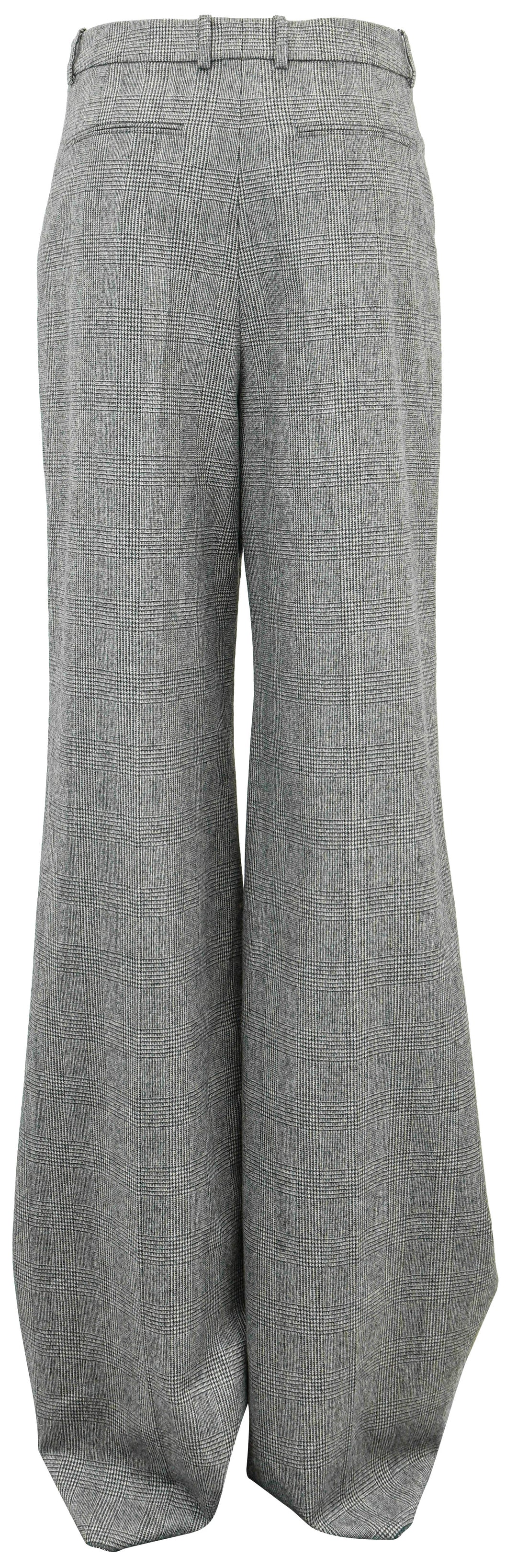 Saint Laurent Flared Pants in Grey Princes of Wales Flannel - Discounts on Saint Laurent at UAL