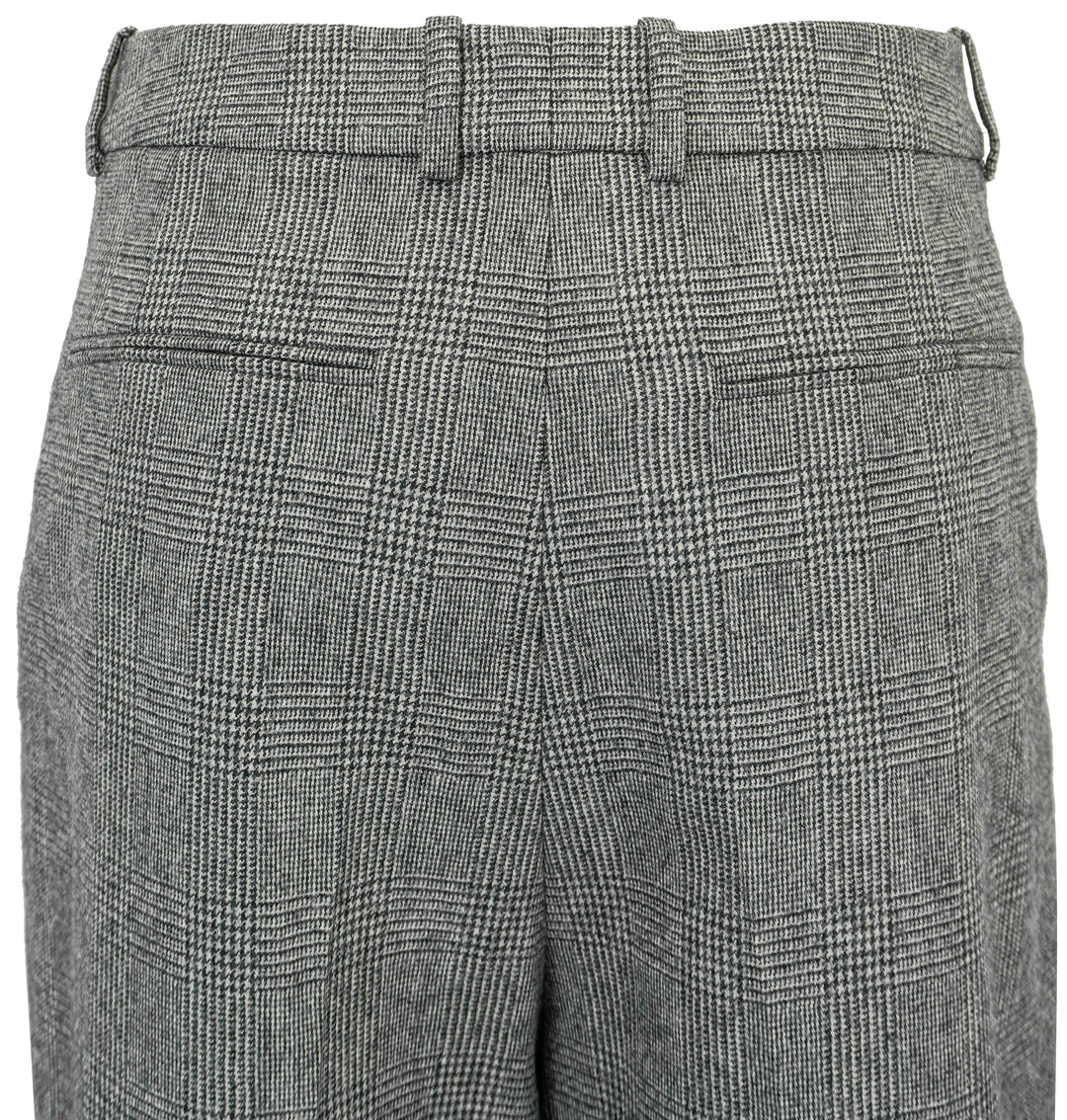 Saint Laurent Flared Pants in Grey Princes of Wales Flannel - Discounts on Saint Laurent at UAL