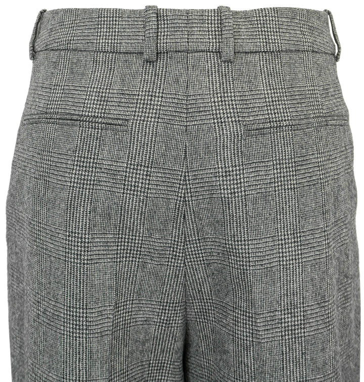 Saint Laurent Flared Pants in Grey Princes of Wales Flannel - Discounts on Saint Laurent at UAL