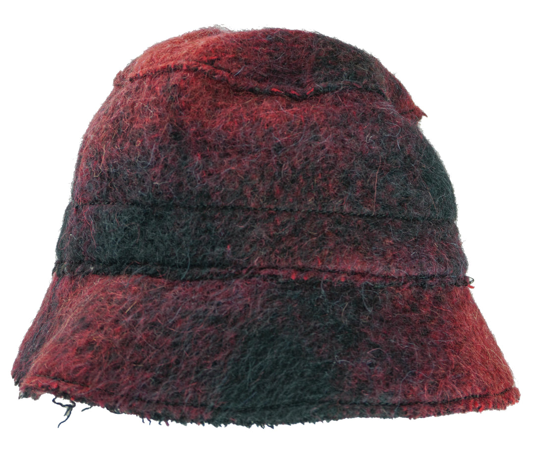 Isabel Benenato Wool Bucket Hat in Red and Black - Discounts on Isabel Benenato at UAL