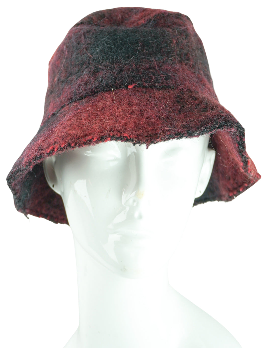 Isabel Benenato Wool Bucket Hat in Red and Black - Discounts on Isabel Benenato at UAL