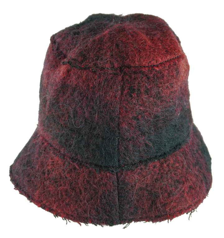 Isabel Benenato Wool Bucket Hat in Red and Black - Discounts on Isabel Benenato at UAL