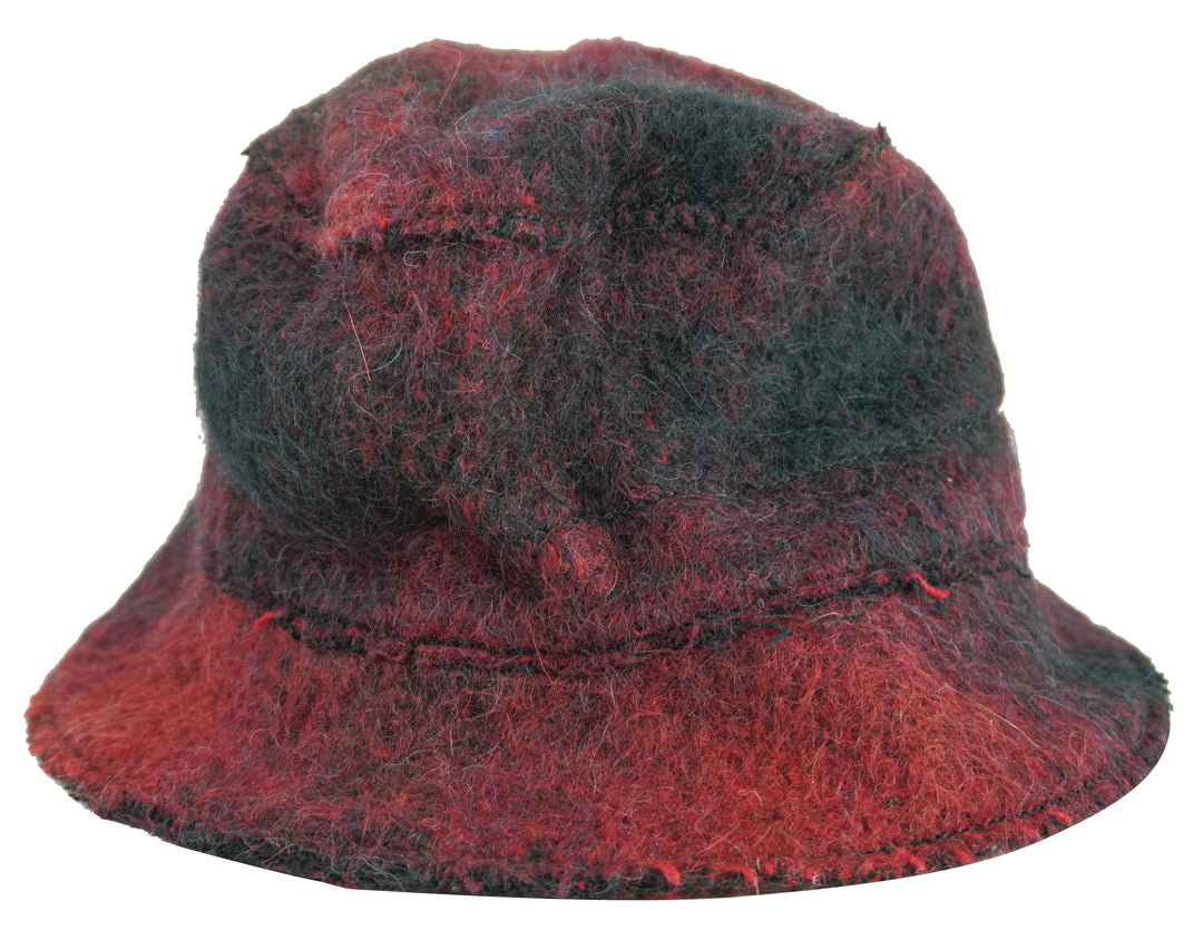 Isabel Benenato Wool Bucket Hat in Red and Black - Discounts on Isabel Benenato at UAL