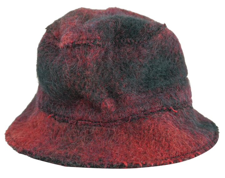 Isabel Benenato Wool Bucket Hat in Red and Black - Discounts on Isabel Benenato at UAL