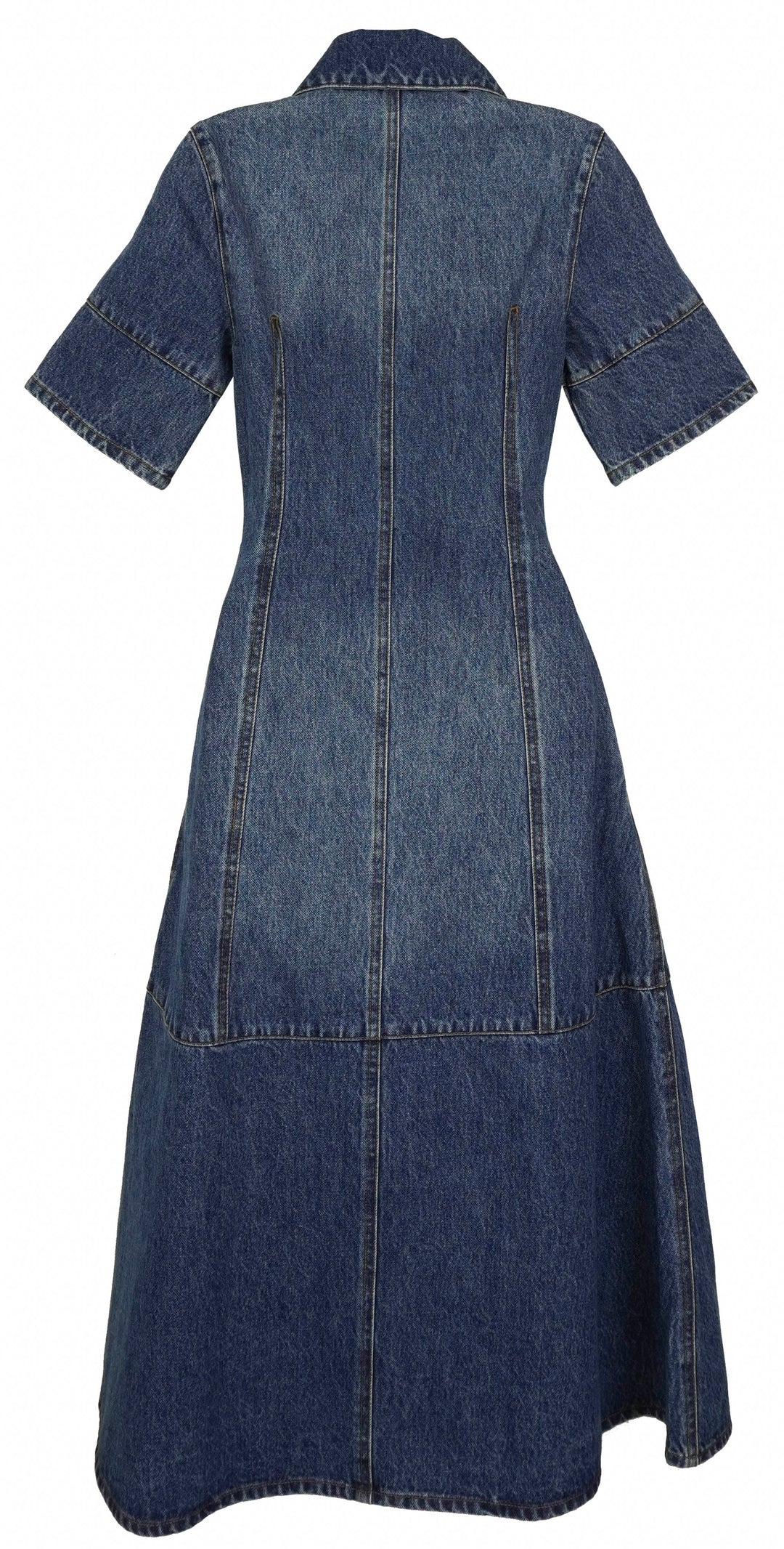 CO Half Placket Denim Midi Dress in Indigo - Discounts on Co at UAL