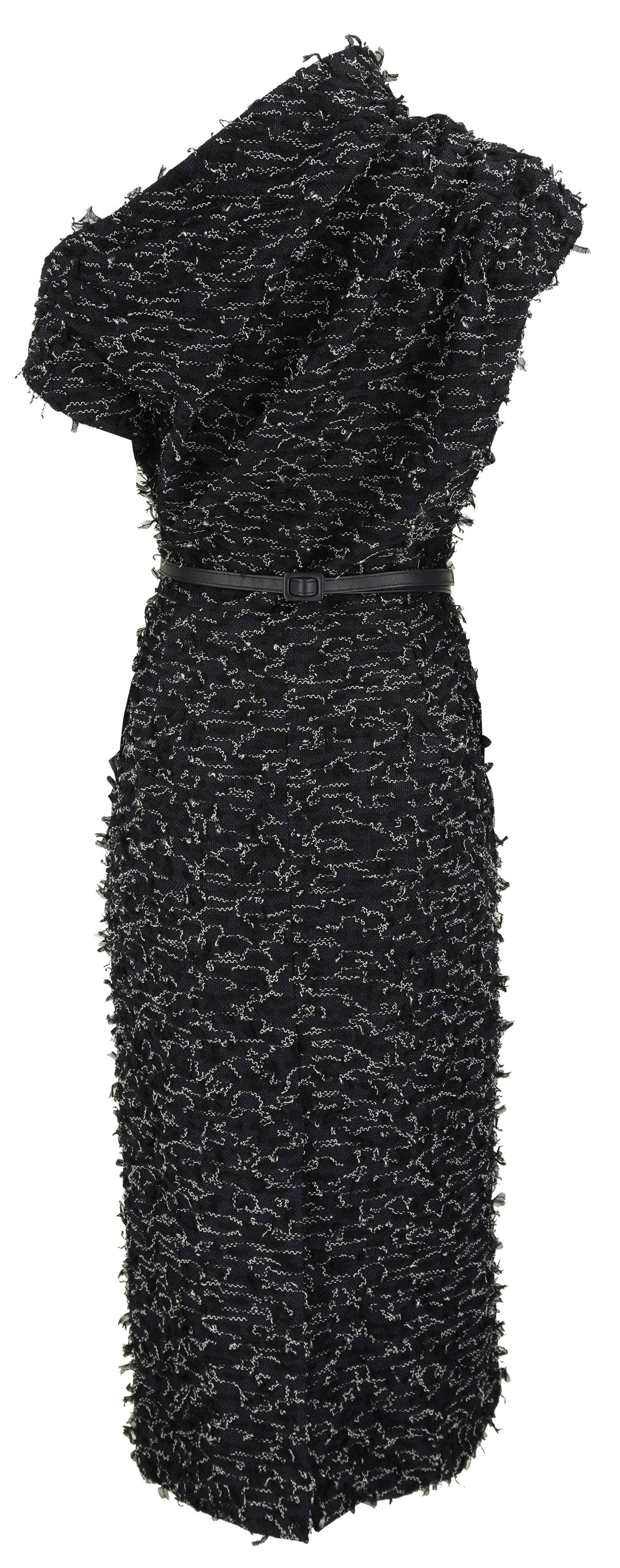 Oscar De La Renta Draped Eyelash Tweed Midi Dress in Navy - Discounts on Oscar de la Renta at UAL