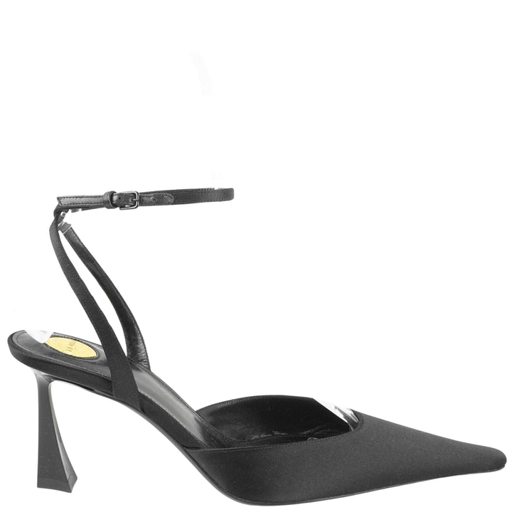 Saint Laurent Aimee Pump in Black Satin - Discounts on Saint Laurent at UAL