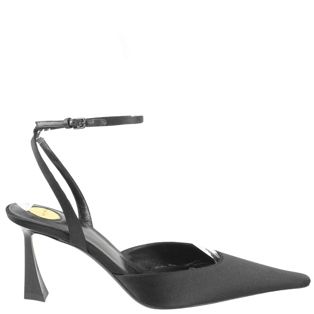 Saint Laurent Aimee Pump in Black Satin - Discounts on Saint Laurent at UAL