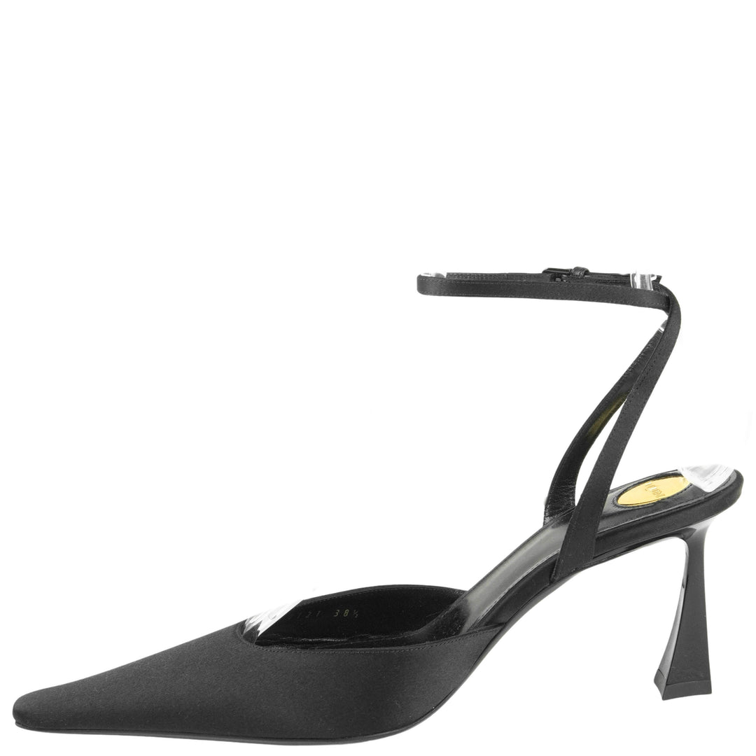 Saint Laurent Aimee Pump in Black Satin - Discounts on Saint Laurent at UAL