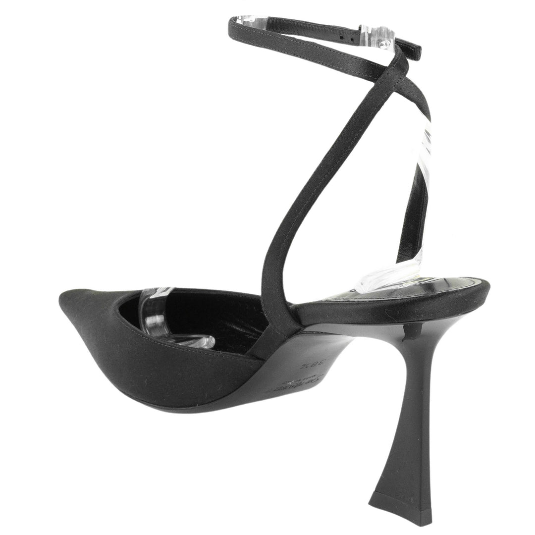 Saint Laurent Aimee Pump in Black Satin - Discounts on Saint Laurent at UAL