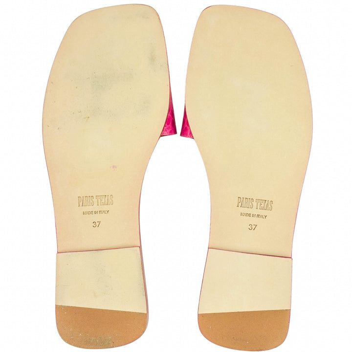 Paris Texas Mini Embossed Croc Sanremo Flat Sandals in Peony - Discounts on Paris Texas at UAL