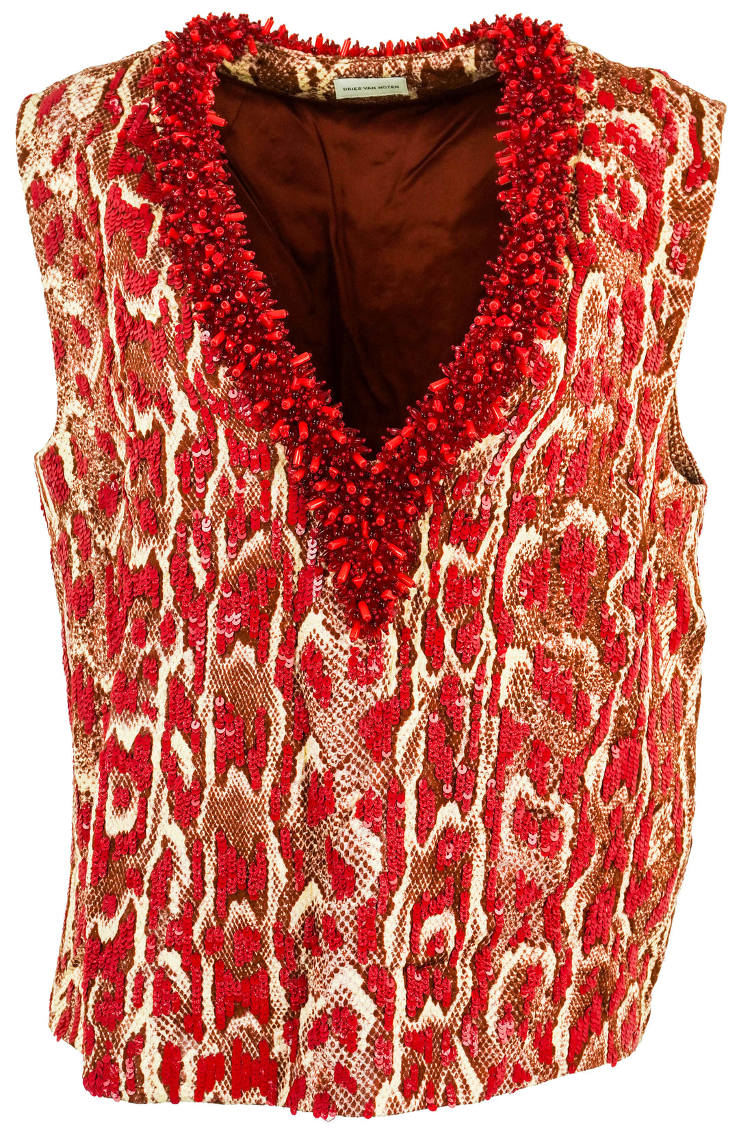 Dries Van Noten College Snake Print Top in Red - Discounts on Dries Van Noten at UAL