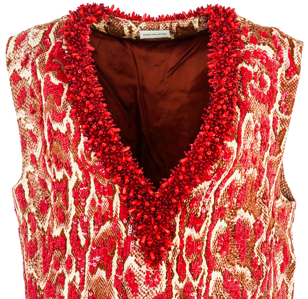 Dries Van Noten College Snake Print Top in Red - Discounts on Dries Van Noten at UAL