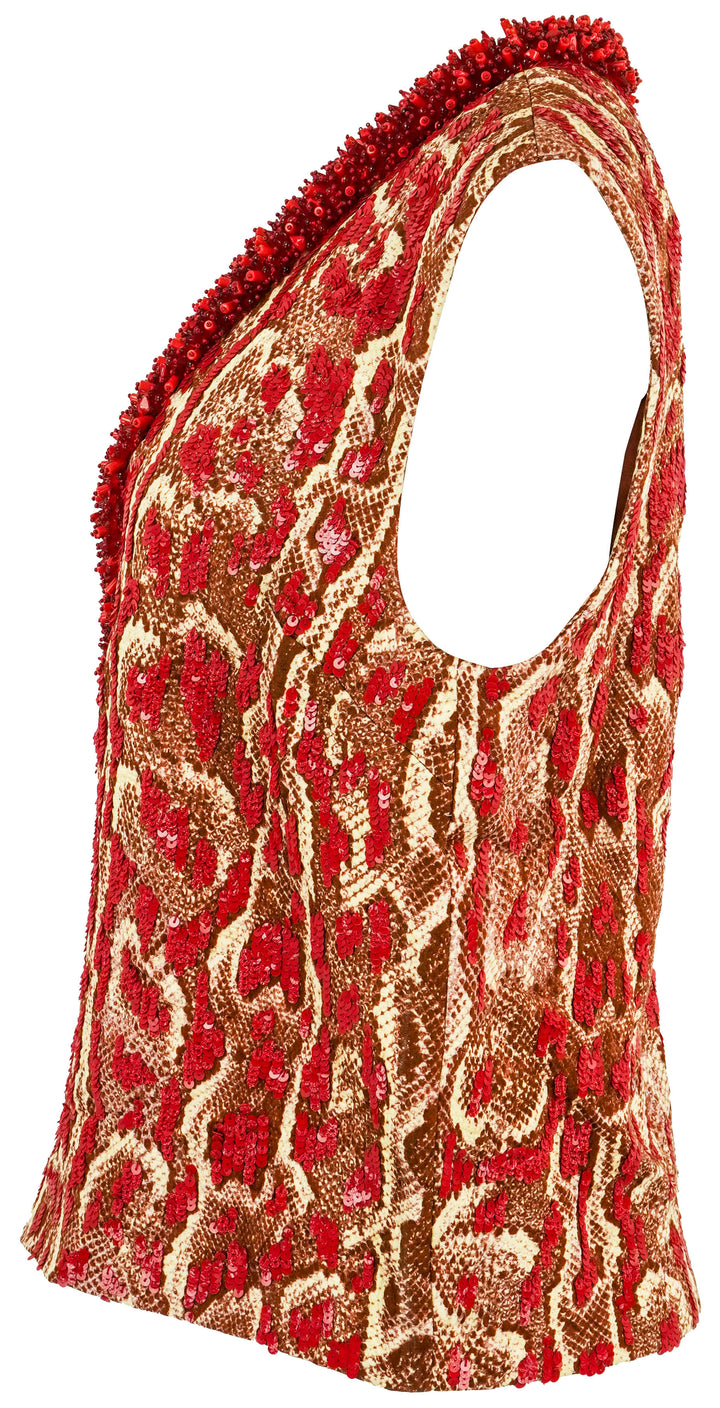 Dries Van Noten College Snake Print Top in Red - Discounts on Dries Van Noten at UAL