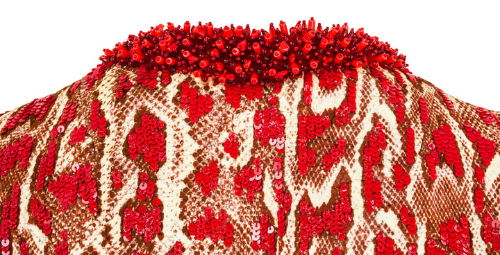 Dries Van Noten College Snake Print Top in Red - Discounts on Dries Van Noten at UAL