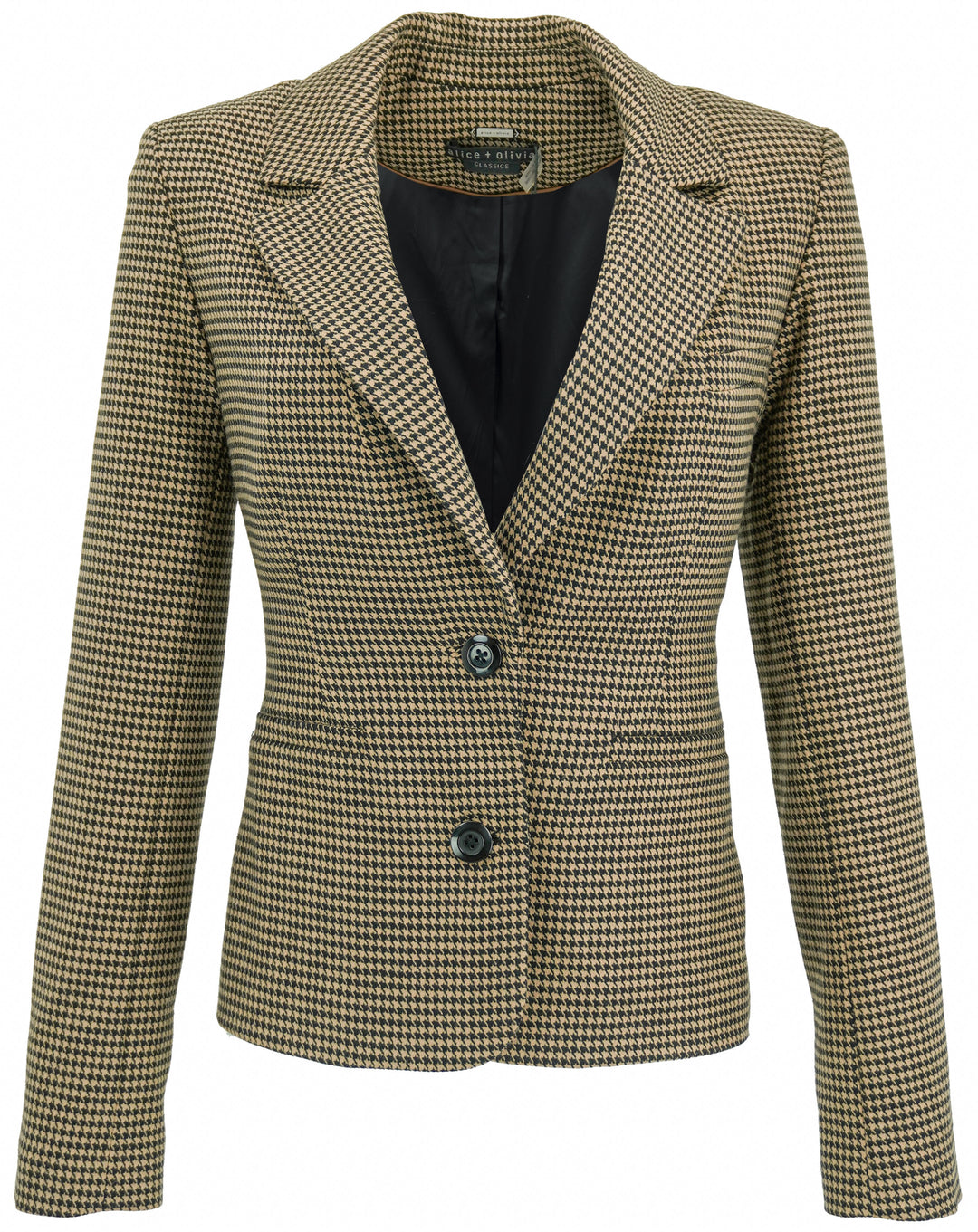 Alice & Olivia Classic Cropped Blazer in Brown Houndstooth - Discounts on Alice + Olivia at UAL