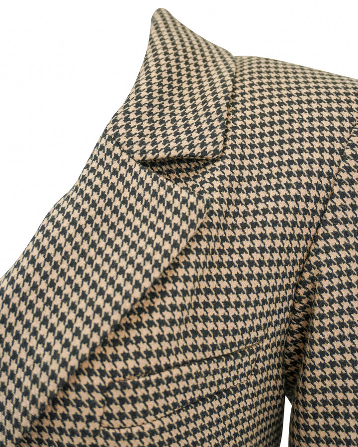 Alice & Olivia Classic Cropped Blazer in Brown Houndstooth - Discounts on Alice + Olivia at UAL