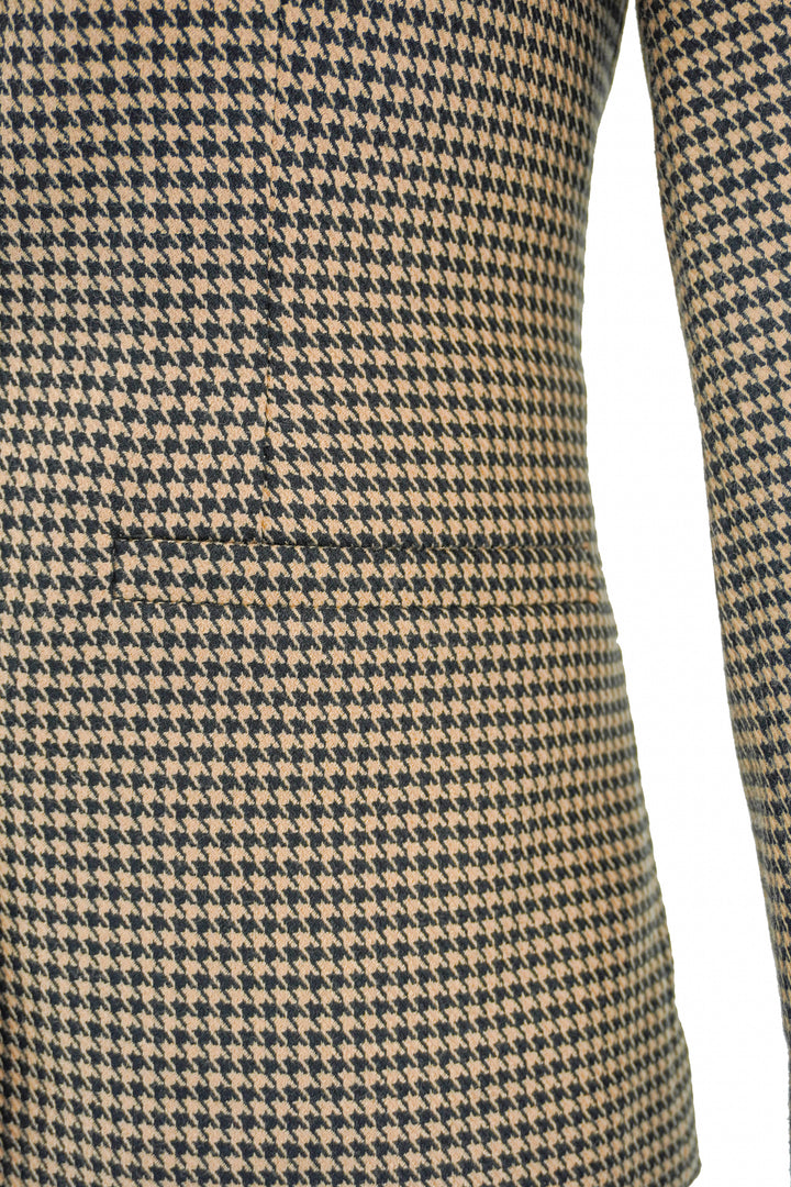 Alice & Olivia Classic Cropped Blazer in Brown Houndstooth - Discounts on Alice + Olivia at UAL