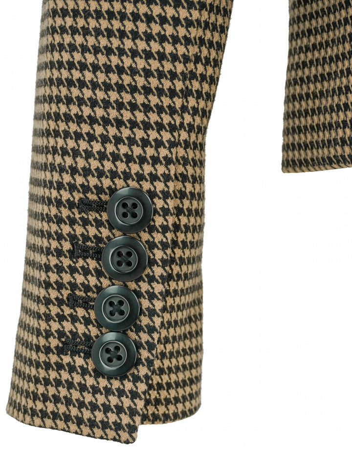 Alice & Olivia Classic Cropped Blazer in Brown Houndstooth - Discounts on Alice + Olivia at UAL