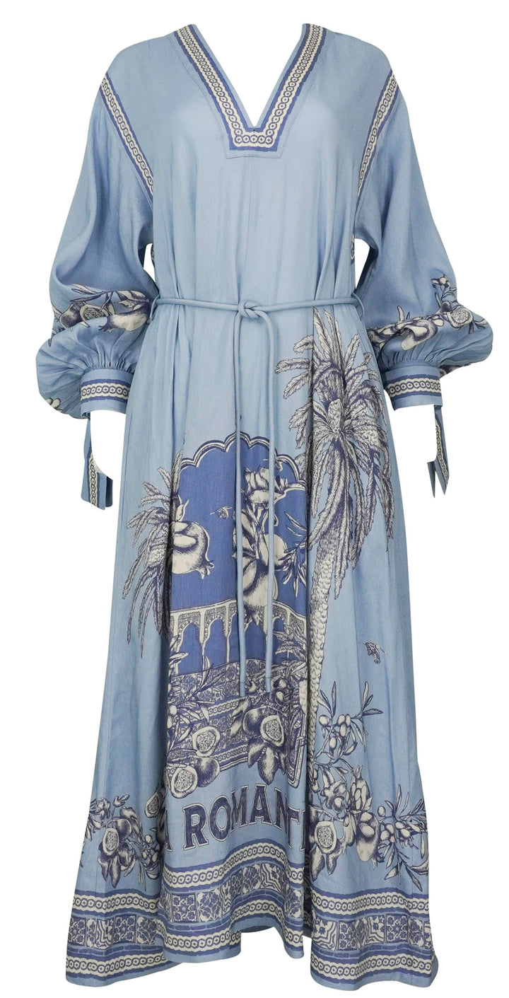 Alémais Villa Romantica Holiday Midi Dress in Blue
