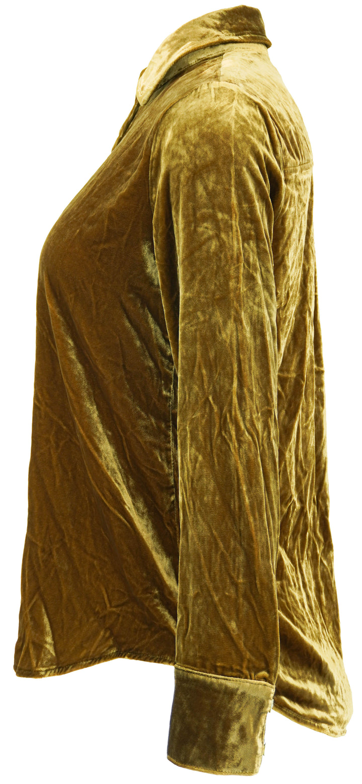 Faherty Silk Velvet Shirt in Olive - Discounts on Faherty at UAL