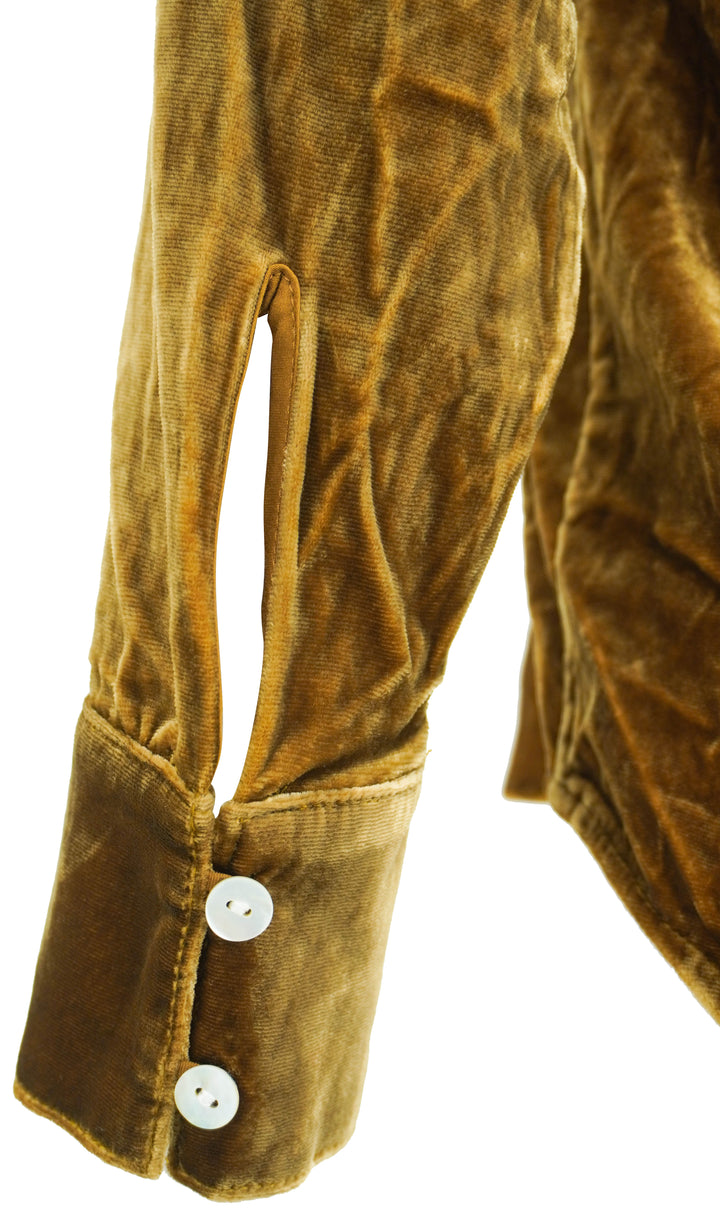 Faherty Silk Velvet Shirt in Olive - Discounts on Faherty at UAL