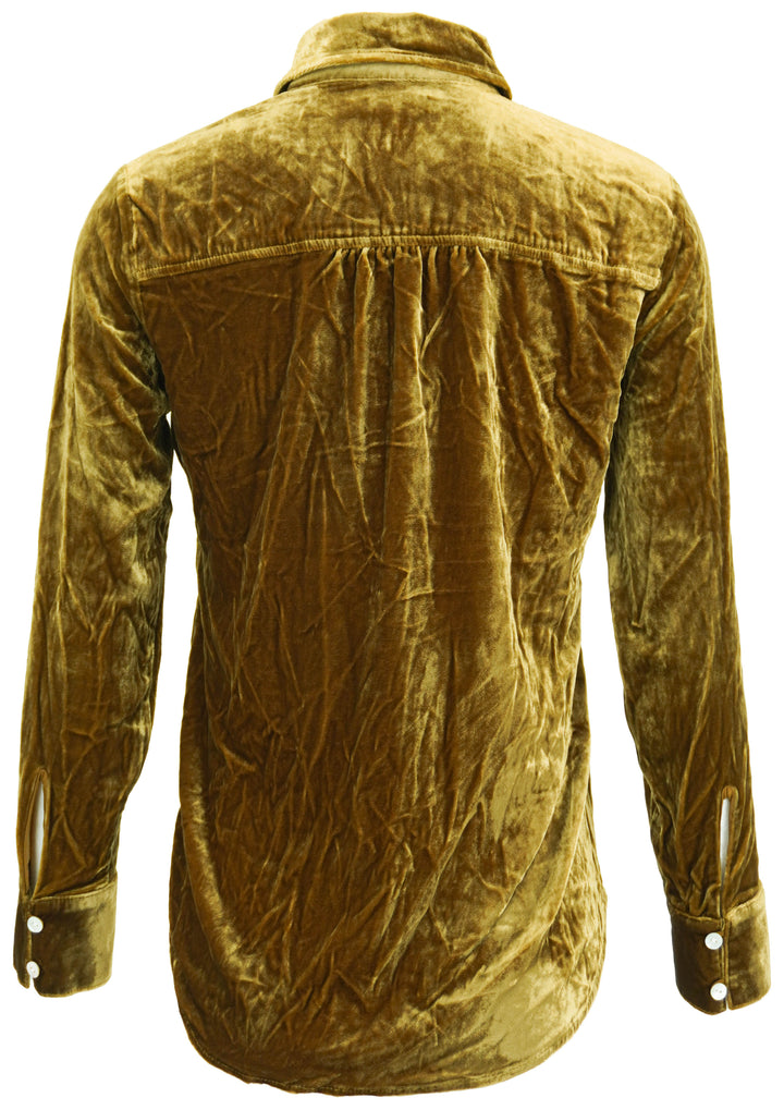 Faherty Silk Velvet Shirt in Olive - Discounts on Faherty at UAL