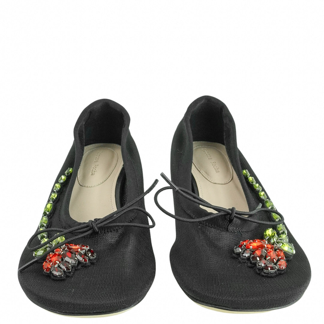 Simone Rocha Mesh Ballerina Heel with Embellished Rose in Black - Discounts on Simone Rocha at UAL