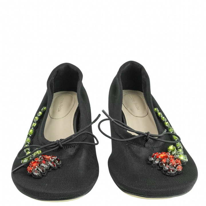 Simone Rocha Mesh Ballerina Heel with Embellished Rose in Black - Discounts on Simone Rocha at UAL