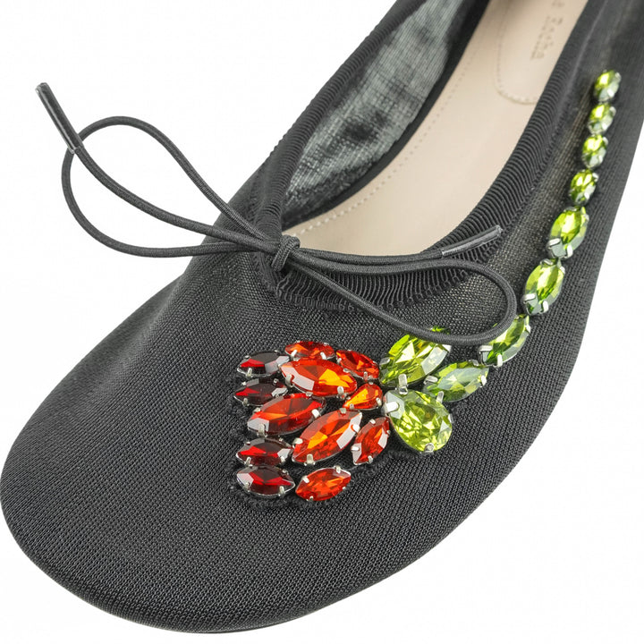 Simone Rocha Mesh Ballerina Heel with Embellished Rose in Black - Discounts on Simone Rocha at UAL