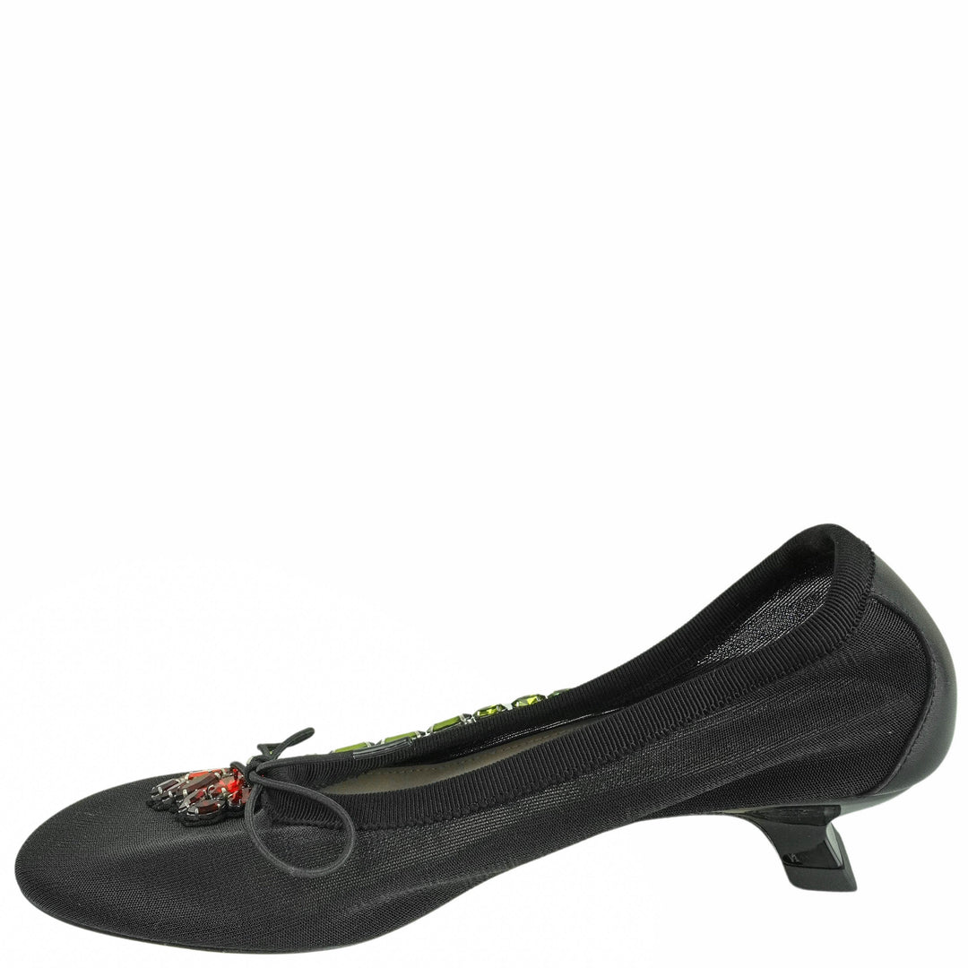Simone Rocha Mesh Ballerina Heel with Embellished Rose in Black - Discounts on Simone Rocha at UAL