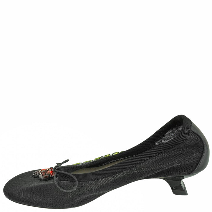 Simone Rocha Mesh Ballerina Heel with Embellished Rose in Black - Discounts on Simone Rocha at UAL