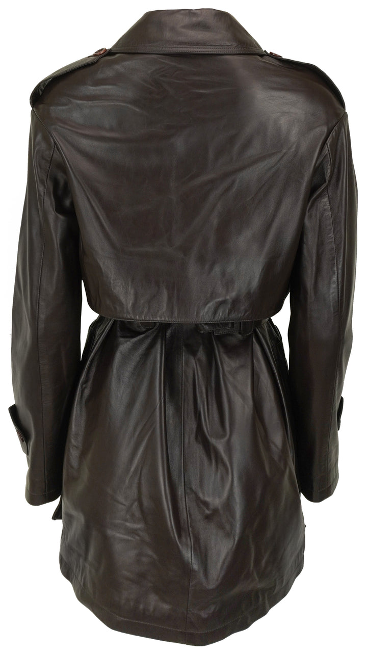 Lou Andrea Leather Trench Coat in Dark Brown - Discounts on Lou Andrea at UAL