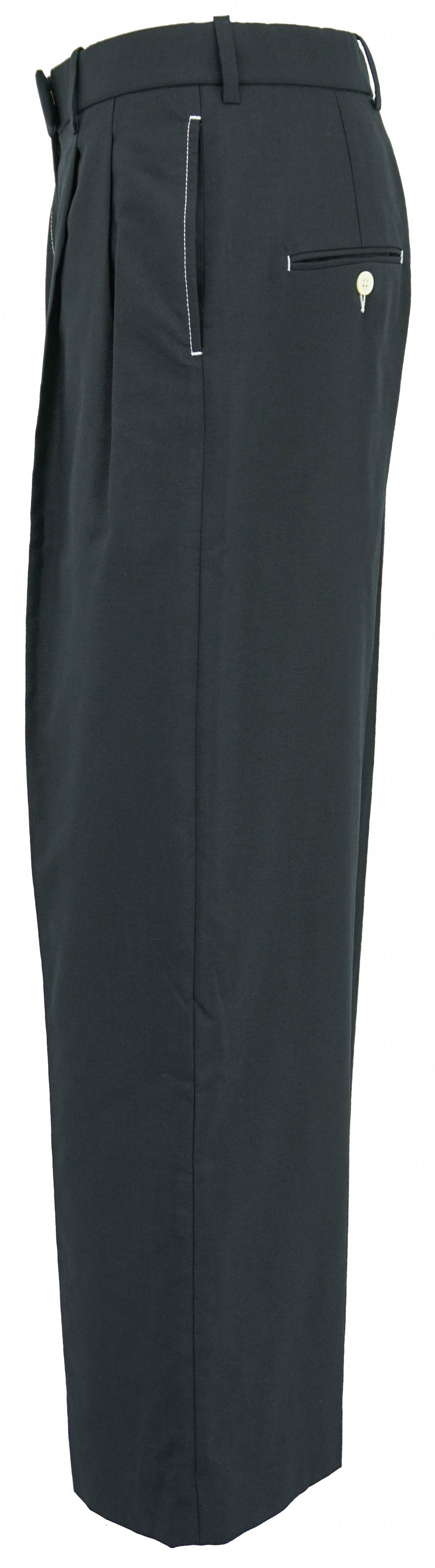 Thom Browne. High Waisted Double Pleat Trouser in Navy - Discounts on Thom Browne. at UAL