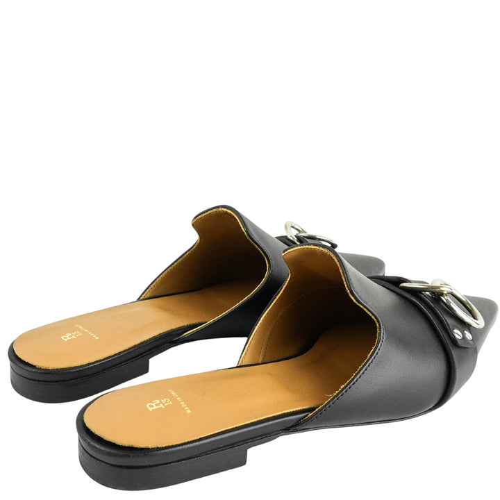 R13 Pointed Toe Slide with Ring in Black - Discounts on R13 at UAL