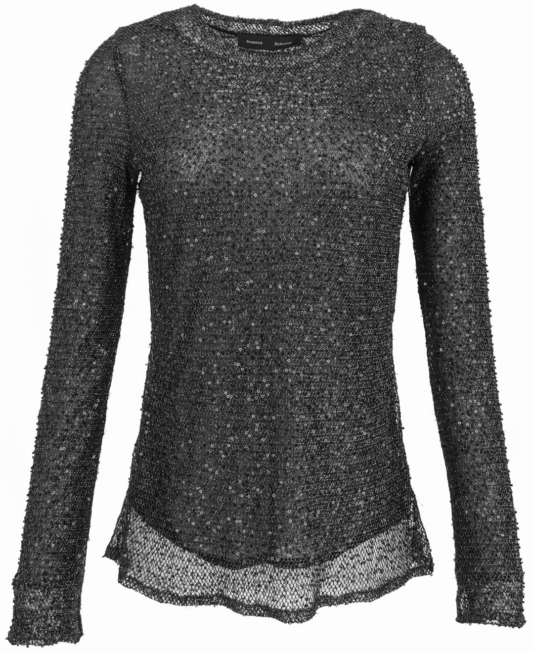 Proenza Schouler Sophie Long Sleeve Shirt in Black Sequin - Discounts on Proenza Schouler at UAL