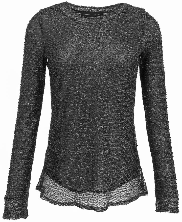 Proenza Schouler Sophie Long Sleeve Shirt in Black Sequin - Discounts on Proenza Schouler at UAL