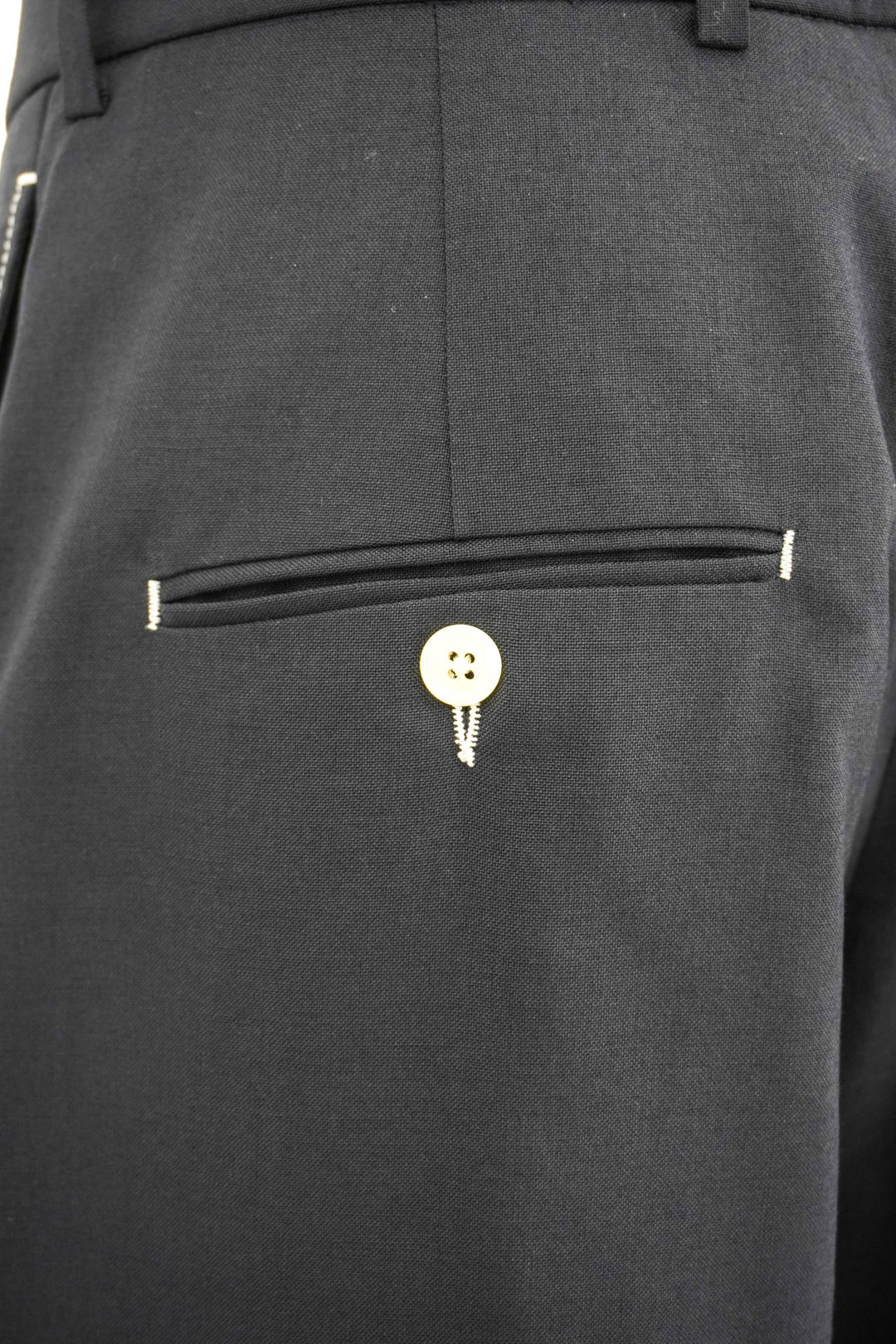 Thom Browne. High Waisted Double Pleat Trouser in Navy - Discounts on Thom Browne. at UAL