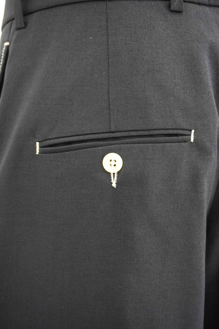 Thom Browne. High Waisted Double Pleat Trouser in Navy - Discounts on Thom Browne. at UAL