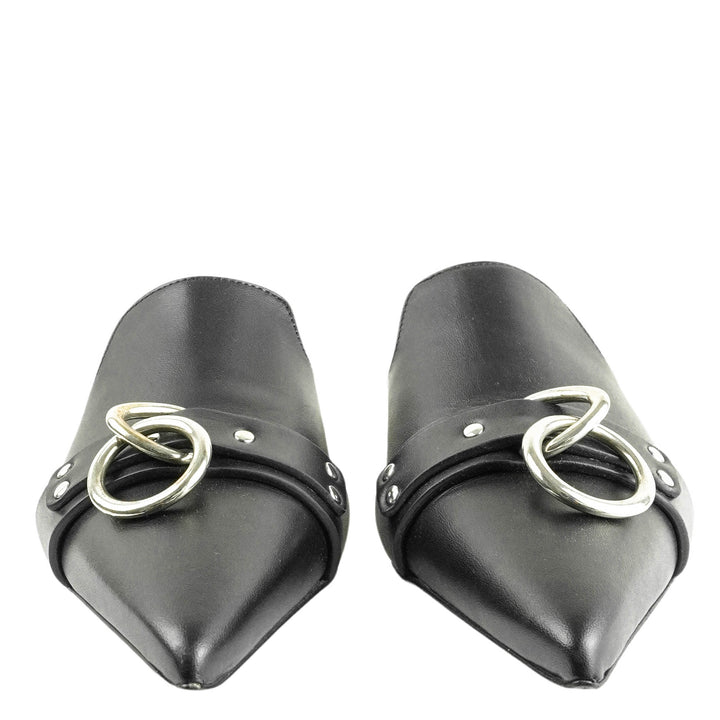 R13 Pointed Toe Slide with Ring in Black - Discounts on R13 at UAL