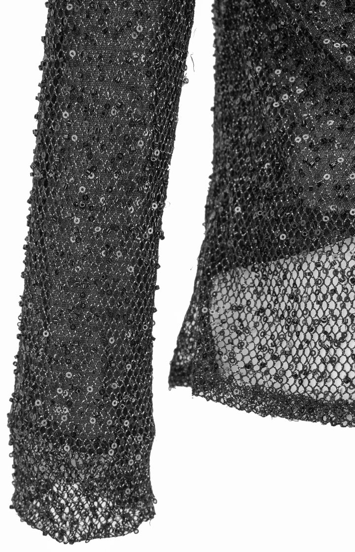 Proenza Schouler Sophie Long Sleeve Shirt in Black Sequin - Discounts on Proenza Schouler at UAL