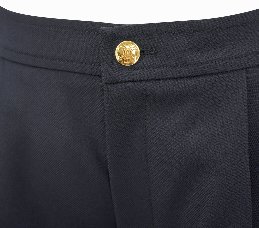 Celine Taillat Pants in Navy Wool Gabardine - Discounts on Celine at UAL