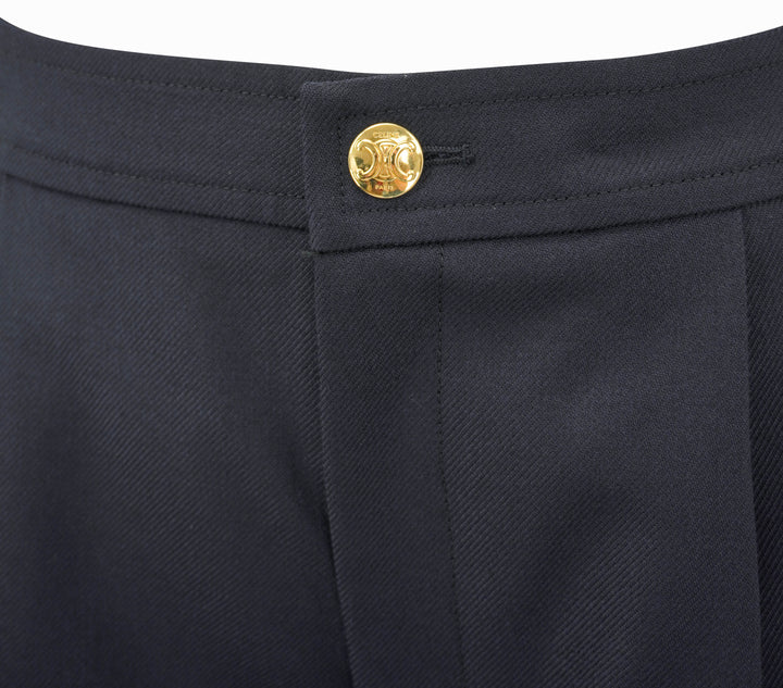 Celine Taillat Pants in Navy Wool Gabardine - Discounts on Celine at UAL