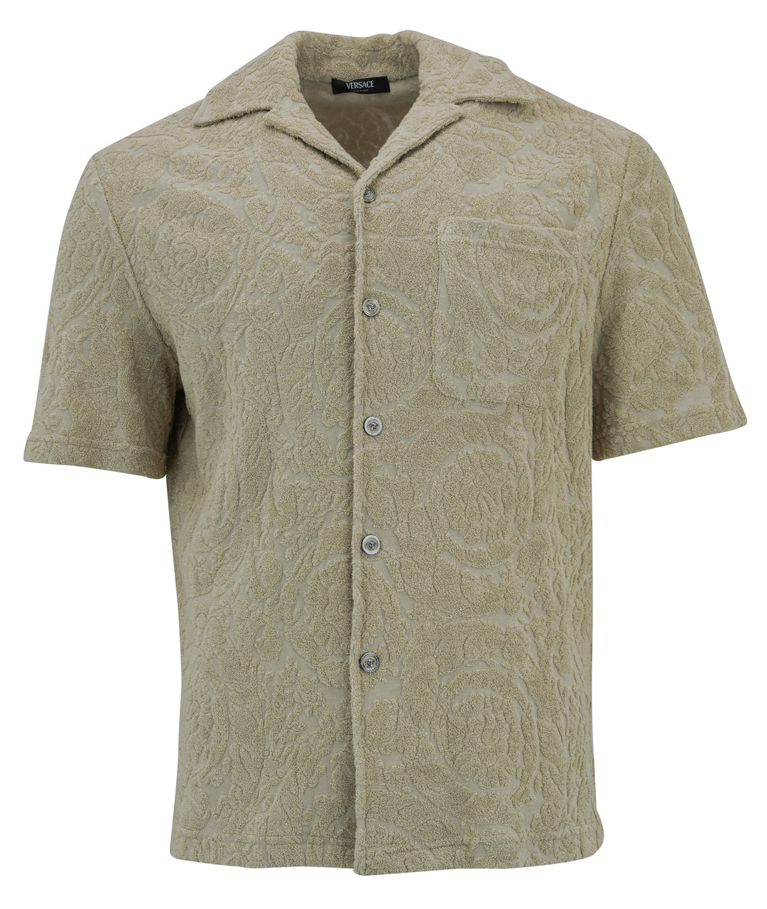Versace Barocco Jacquard Towel-Stitch Shirt in Tan - Discounts on Versace at UAL