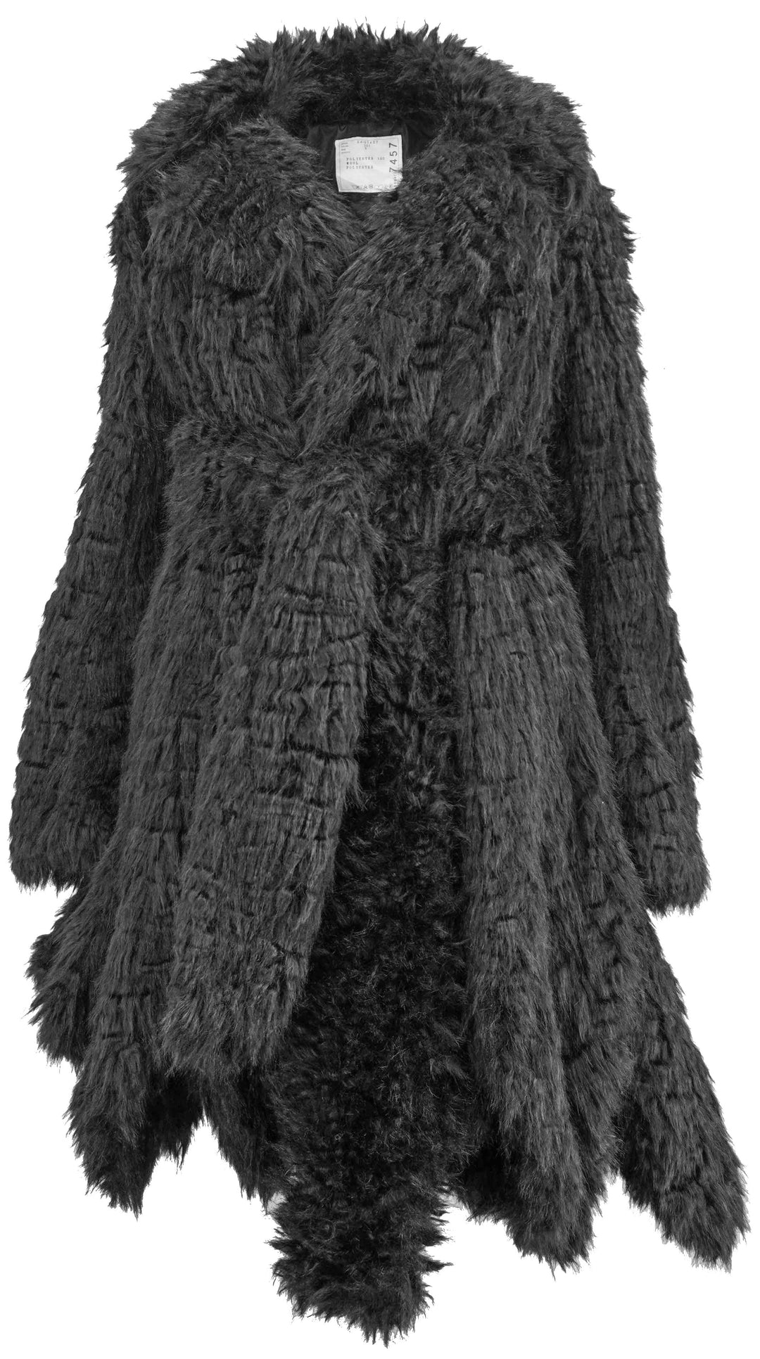 Sacai Belted Faux Fur Coat in Black - Discounts on Sacai at UAL